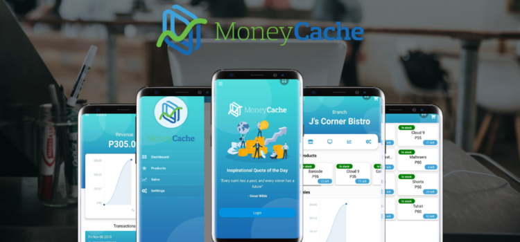 moneycache mobile POS system CDO philippinesscreenshots with moneycache logo and a darkened background of a store having a POS