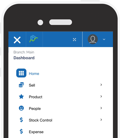 mobile pos view of Moneycache cloud-based POS system